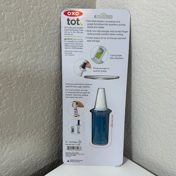 NEW OXO Tot Grape Cutter, Hand Held Navy Blue Cut Grapes BPA & PVC FREE - Picture 2 of 3